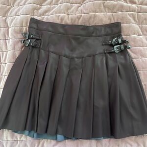 POSTER GIRL brown pleather Pleated Mini Skirt